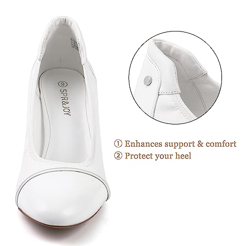 SPR&JOY Women's Pumps Block Heel Comfort Closed Toe Dress Shoes for Women Office Wedding Party4