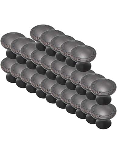 Probrico Lot de 25 poignées en alliage de zinc huilé pour tiroir, porte, placard de cuisine, 33,3 mm de diamètre Cover