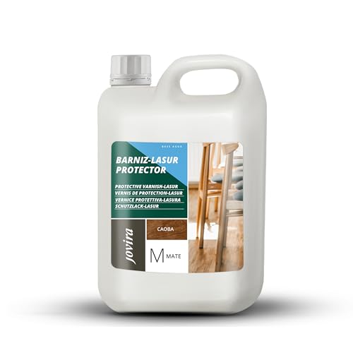 JOVIRA PINTURA Vernis Lasur Matt Protector à l’eau. Protège, décore et embellit tous les types de bois. (2 Litres, Acajou)
