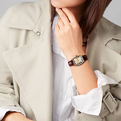 JewelryWe Damski zegarek na rękę, analogowy, kwarcowy, klasyczny, biznesowy, casualowy, ze skórzanym paskiem dla kobiet i dziewcząt, Pasek