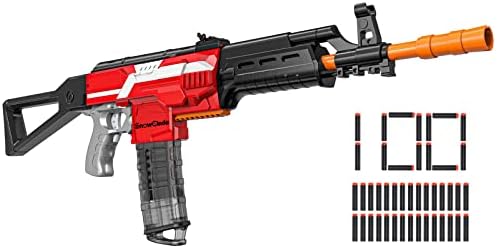 Snowcinda Automatic Machine Gun Toy Gun, Automatic Toy Foam Blasters & Guns with 3 Burst Modes, DIY Customized Toy Guns for Boys, Includes 100 Foam Darts, Gifts for Kids & Teens