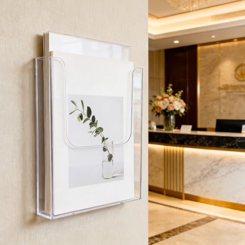 Organizador de pared acrílico para revistas en salones de espera y oficinas modernas 7