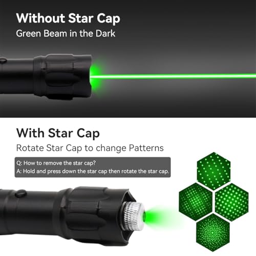 Image of Climberty Powerful LED Green Laser Pointer, Waterproof Flashlight, 10000m Long Range, USB Rechargeable, 8 Pattern Projection Suitable for Stargazing Teaching Hiking and Construction Sites