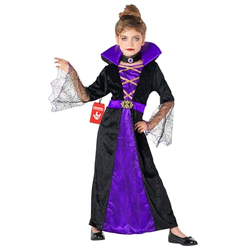 Morph Disfraz Vampiresa Niña Morado, Disfraces Vampiros, Traje de Vampira, Disfraz Halloween Niña, 7 9 años
