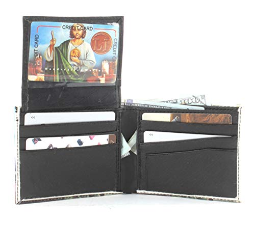 Leather Impressions Christian Gifts For Men - Bifold Wallet With 2 Flip Up ID Windows, 2 Inner Slots, 2 Billfold Pockets & 7 Card Slots - Classic Personalized Bible Wallet With Gift Box (St. Jude)4