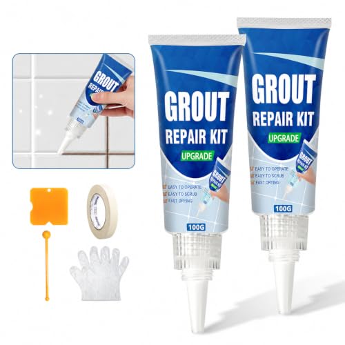 White Tile Grout Repair Kit, 2 Pack Fast Drying Grout Filler