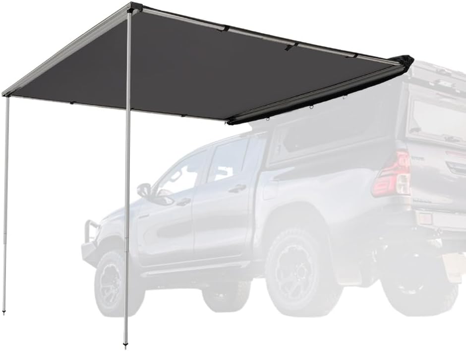 SanHima Vehicle Awning 4.6ft x 6.6ft - Roof Rack Pull Out Side Awning 30ftยฒ Sun Shade UPF50+ Weatherproof for Camping Car SUV Truck Van