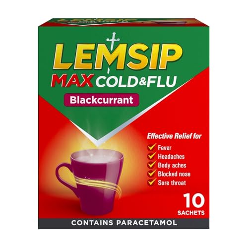 Lemsip Max Cold And Flu Sachets Blackcurrant 10 Total Paracetamol Cold And Flu Headache Blocked Nose Relief Sore Throat Reduces Fever Pain Relief Full Relief Cold And Flu Medication