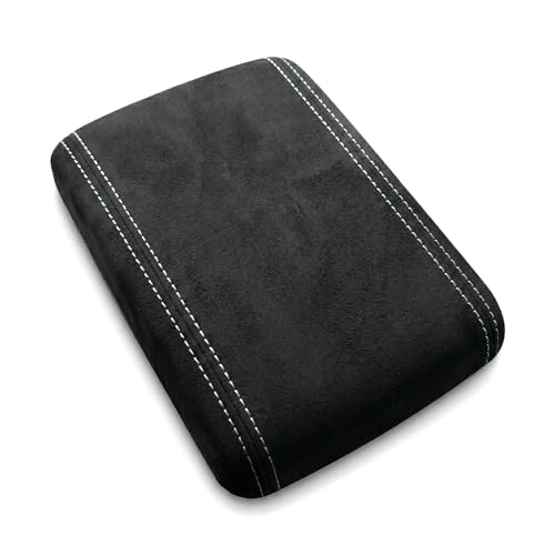 RedlineGoods Center Console Cover Compatible with Mazda RX7 1993-02. Tailor Made - not Universal. Genuine top-Grade Italian Black Suede (Alcantara) with Silver Thread