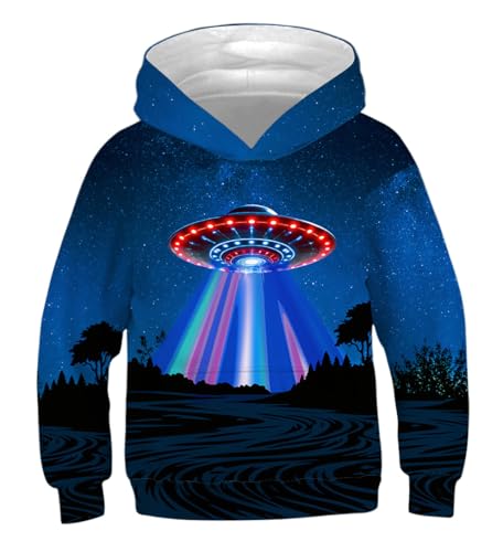 Ainuno Cool Hoodies for Boys Space Sweatshirt Colorful Neon Hoodie Size 12-14 Fashion Novelty Graphic Youth Boy Summer Long Sleeve Shirt Galaxy Design Age 11 12 Years,L