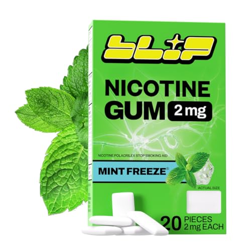 Image of Blip Nicotine Gum 2mg, Mint Freeze Flavor, 20 Count, Quit Smoking Aid | Polacrilex NRT Gum, Smoking Cessation, Nicotine Replacement Therapy, Craving Relief