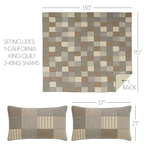 VHC-Brands-Sawyer-Mill-Charcoal-Patchwork-Farmhouse-Bedding-Reversible-3-Piece-Quilt-Set-Includes-1-One-California-King-Quilt-and-2-Two-King-Sized-Pillow-Shams VHC Brands Sawyer Mill Charcoal Patchwork Farmhouse Bedding Reversible 3 Piece Quilt Set Includes 1 One California King Quilt and 2 Two King Sized Pillow Shams