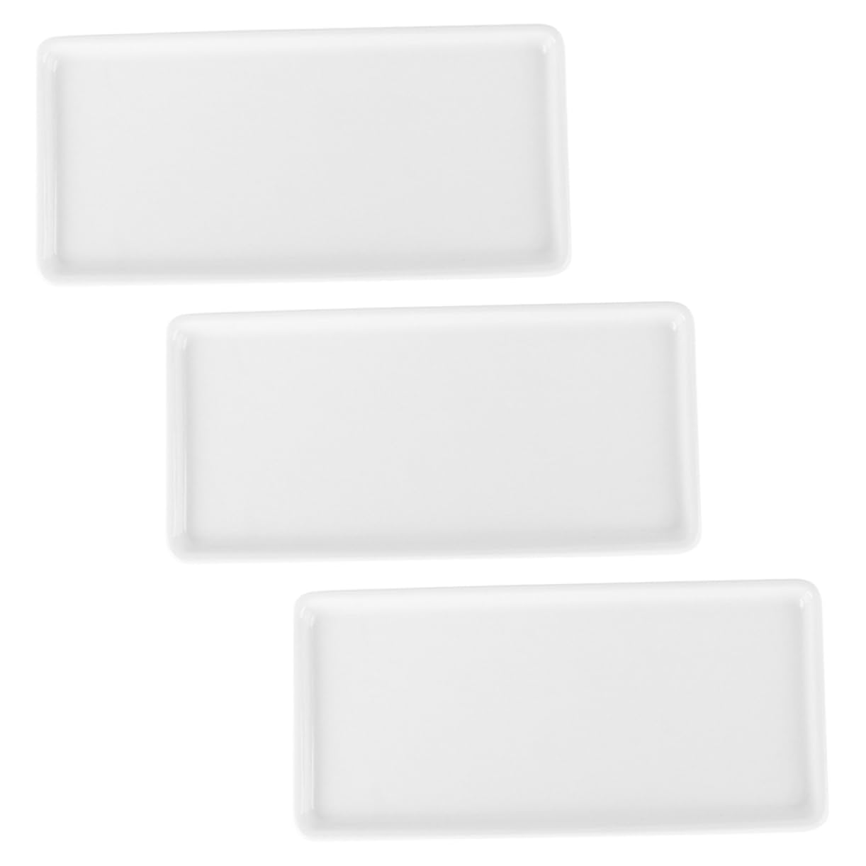 3Pcs Ceramic Bathroom Tray Rectangle Holder for Toiletries Makeup and Jewelry Storage and Lightweight Ceramic Storage Tray for Vanity and Countertop Organization