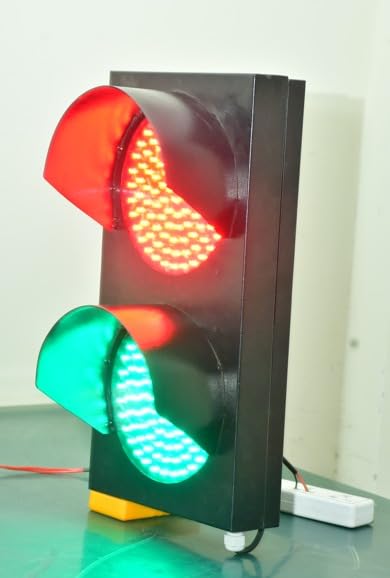Image of LED Traffic Light, Red and Green Signal Lamp, 2-Section Road Safety Light