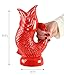 Home-X Gurgle Ceramic Fish Shaped Carafe Jug, Water Pitcher, Decorative Glug Pot for Kitchen, Cocktail, Water, Gurgling Vase - 20oz Capacity, Red