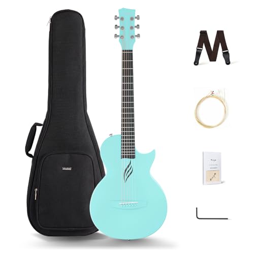 Image of Enya NOVA GO 35-Inch Carbon Fiber Travel Acoustic Guitar, Blue | Lightweight 3.7 lbs Design, Moisture-Resistant Body, Easy to Carry for Adults and Beginners, Gig Bag and Accessories Included