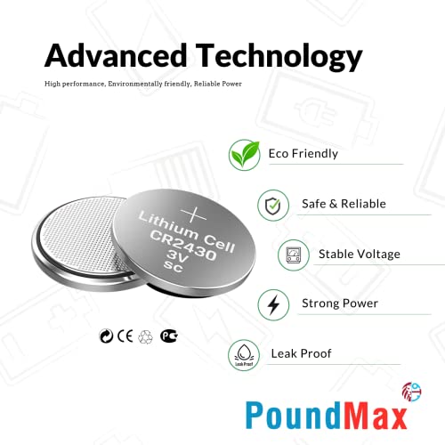 Poundmax Cr 2430 Batteries 3V Lithium Button Cell Battery Combo Pack - 5 Count #TOP4