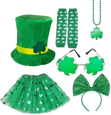 UILYNIU 4 Pièces Saint Patrick Deguisement Costume de Saint Patrick Diadème Trèfle Vert Bandeau Trèfle Gants Collier Tutu Vert Costume de Trèfle Femme Filles Cadeaux Irlandais Fête Saint Patrick UILYNIU 4 Pièces Saint Patrick Deguisement Costume de Saint Patrick Diadème Trèfle Vert Bandeau Trèfle Gants Collier Tutu Vert Costume de Trèfle Femme Filles Cadeaux Irlandais Fête Saint Patrick
