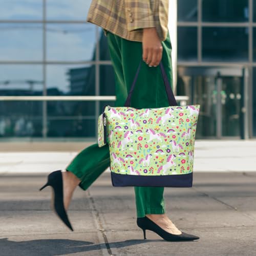 Image of NGIL Medium Top Zipper Closure Canvas Tote Bag with Attached Matching Coin Purse For Moms and Nurses