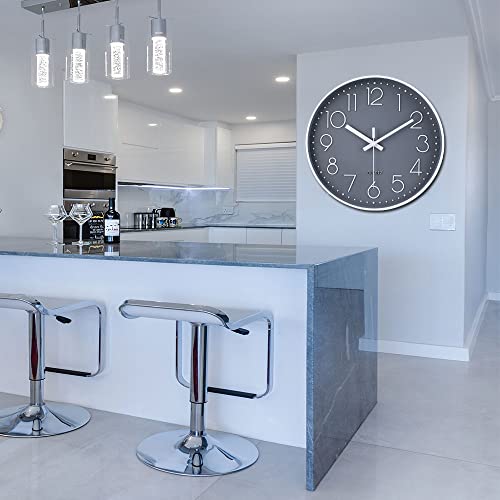 Image of jomparis 13 1 /2 Inches Gray Wall Clock Silent Battery Operated Wall Clock Modern Simple Style Decor Clock