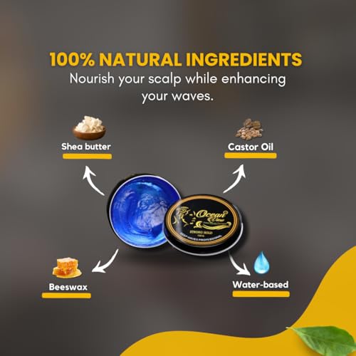 OCEAN VIEW DEEP WAVES POMADE- Water-Based Hair Cream for 360 Wave Training and Wolfing- Silky Smooth Application and Styling, Strong Hold, Easy Wash- Waver and Barber Accessories - 4oz Tin Can