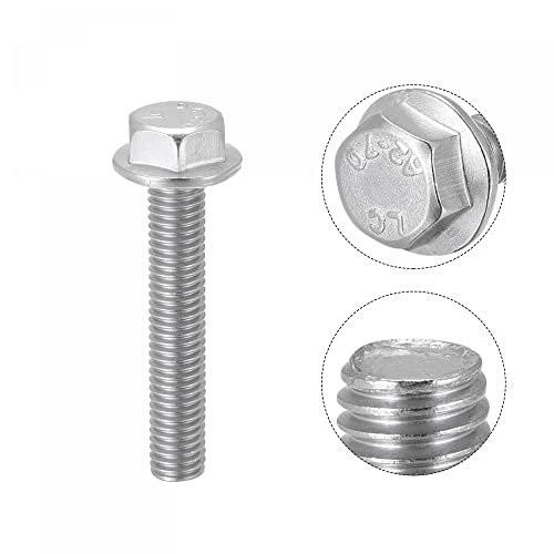 Image of uxcell M8x50mm Hex Serrated Flange Bolts Screws Metric Thread 304 Stainless Steel 10pcs