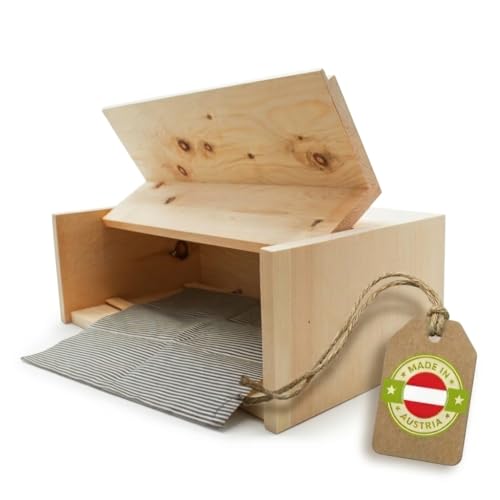 4betterdays.com NATURlich leben! Zirben Brotkasten/Brotdose aus 100% Zirbenholz inkl. Bienenwachstuch - mit herausnehmbarem Zirbenholz-Gitter - Maße: 45 x 16 x 25 cm - Handgemacht in Österreich