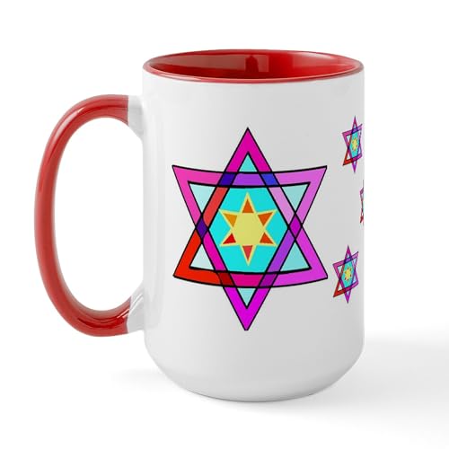 Jarro grande de cerámica 15 oz con diseño Estrella de David miniatura 2