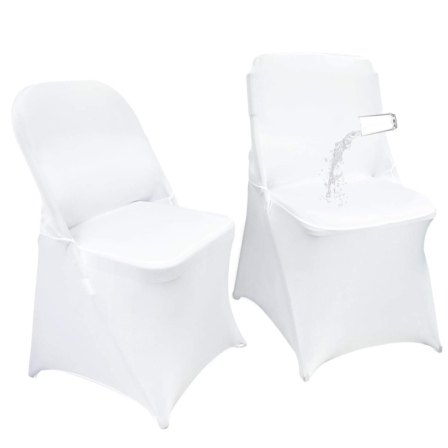 40PCS Stretch Spandex Folding Waterproof Chair Covers,Universal Fitted Chair Cover Protector for Wedding Party Banquet Holidays Celebration Decoration(White)
