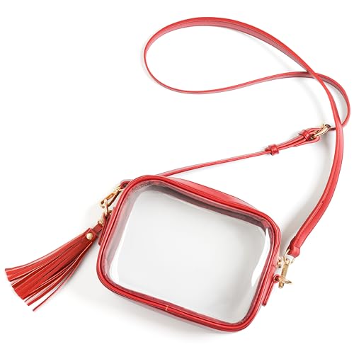 Image of Yarnic Clear Bag Stadium Approved, PVC Transparent Crossbody Purse Small Clear Crossbody Bag with Adjustable Shoulder Strap