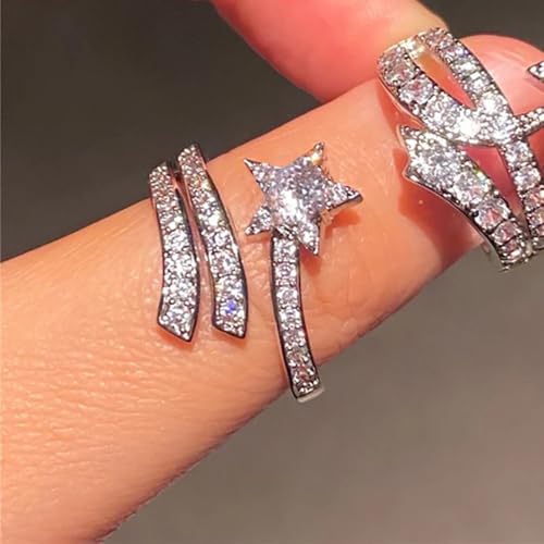 White Gold Plated White Cubic Zirconia Star Twist Rope Engagement Rings Wedding Bridal Band Promise Rings Evening Parties Anniversary Valentine's Day Gifts Eternity Bands for Women4