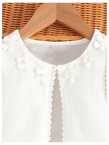 Floerns Toddler Girl's Flower Long Sleeve Cardigan Sweater Bolero Shrug Kids Knitwear Jacket3