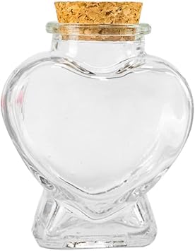 Mini Glass Bottle Heart Shaped Wish Bottle Clear Storage Jars Containers with Cork Wish Bottles Decorative Bottles Decorative Accessories