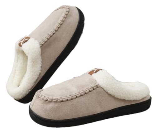 Caistre Plush Slippers Cozy Fuzzy House Shoes for Women Men Winter Faux Fur Warm Memory Foam Slipper Thick Padded Cotton Shoes