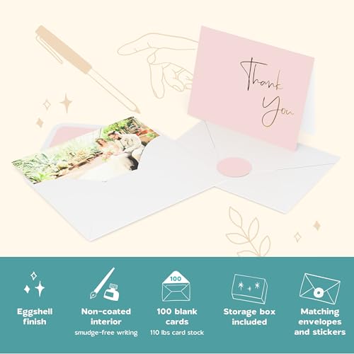 VNS Creations Thank You Cards With Envelopes - 100 Pack 4 x 6 Blank - Lilac — view 5