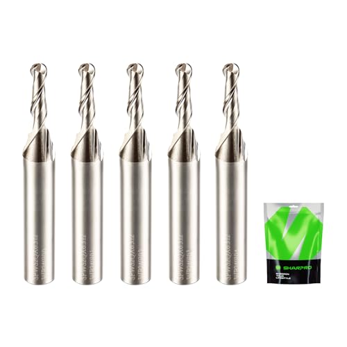Image of 1 /8 Ball Nose CNC Router Bits 1 /4 Inch Shank, Carbide Ballnose Up Cut Router Bit, End Mill for Wood, Aluminum, Engraving (5PCS)