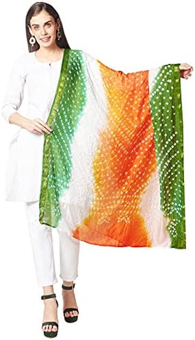 DUPATTA BAZAAR Women's Multicoloured Bandhini Silk Dupatta