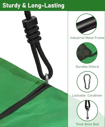 Image of 40 inch Retangular Tree Swing for Kids & Adults, Adjustable Platform Swing with Hanging Straps, 700lbs Capacity, Waterproof Giant Swings for Backyard Outdoor & Indoor Use, Green & Black