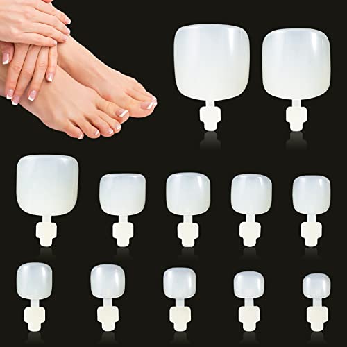 JSRQT 120 Piezas Uñas de Los Pies Postizas con Caja Francesa Falso Acrílico para Mujeres Niñas Tips Uñas Pies Acrilicas Falsas Uñas de Pies DIY Manicura Naturals Uñas de Los Pies (12 Tamaños)