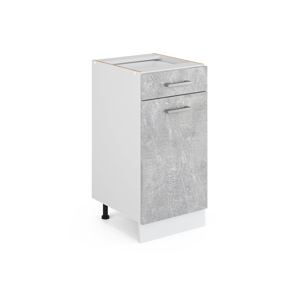 Vicco Meuble Bas Universel R-Line, Béton, 40cm avec tiroir, sans PT, adapté au Rangement Peu encombrant dans Les Cuisines équipées