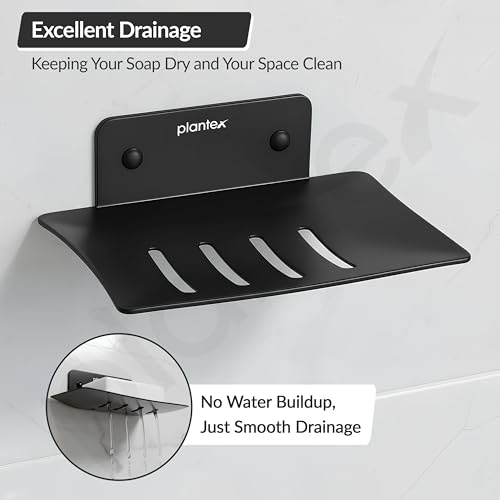 Image of Plantex Stainless Steel Soap Holder for Bathroom /Wall Mounted Soap Holder /Soap Dish /Bathroom Accessories (Black)