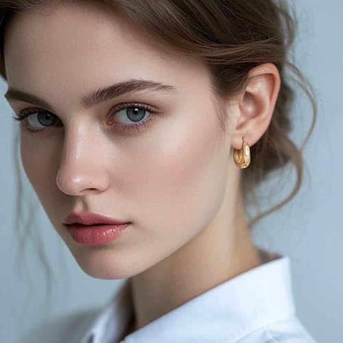ESSIE ODILA Gold Hoop Earrings for Women 14K Gold Earrings for Women Hoop Earring for Women Hoops with Cubic Zirconia Radiating Enchanting Sparkle Chunky Hoops Earring for Women Trendy 23mm4