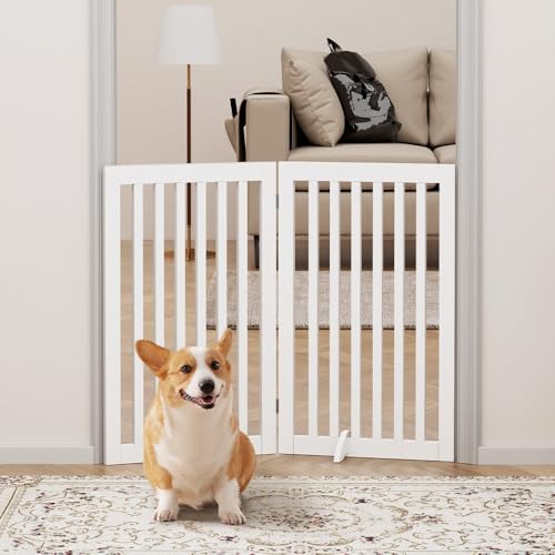 Image of Kids & Pets Safety Gate Partition | Extra Long Fence Pet Safety Barrier for Doorway, Stairs & Hallway - Freestanding Wide Puppy Gate Room Divider for Home Indoor Use (2 Panel)