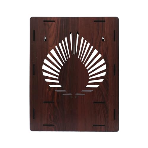 Image of Olive Tree Ethnic Wooden Pooja Mandir for Home Handcrafted Puja Stand | Wall Mounted with LED Spot Light | Mandapam, Pooja Ghar, Temple Office Decor - Walnut Size 12X12X16 Inch 1009