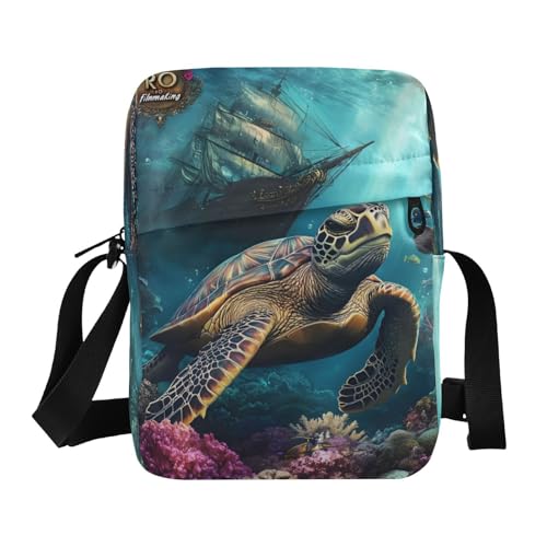 Crossbody Bag Ocean Sea Turtles Messenger Bag for Women Men Purse Shoulder Bag Satchel Bag with Adjustable Strap 214B9374