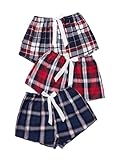 Milumia Women's 3 Pack Pajama Shorts Plaid Elastic Waist Pj Sleep Shorts