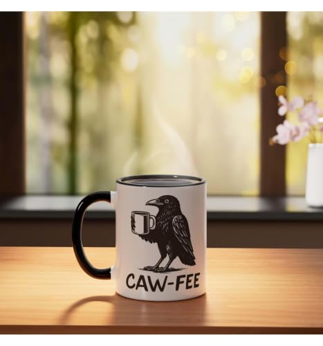 Taza de cerámica Caw-fee Crow Coffee 11oz negro/blanco miniatura 3