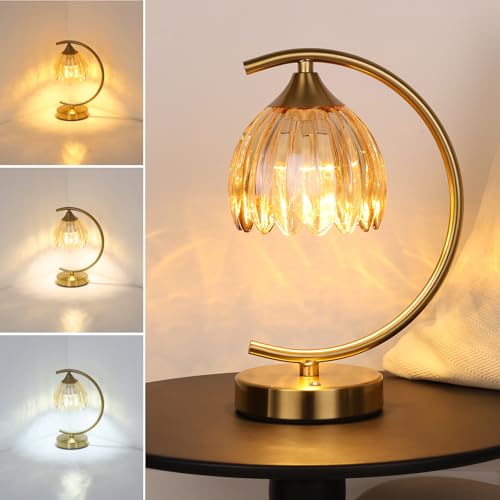 Image of Shenmoyl Tulip Table Lamp, 5200mAh Cordless Touch Control Table Lamp with 3 Color Temps & Stepless Dimming, Rechargeable Battery Table Lamp for Living Room, Bedroom, Office, Shelf (Amber Tulip)