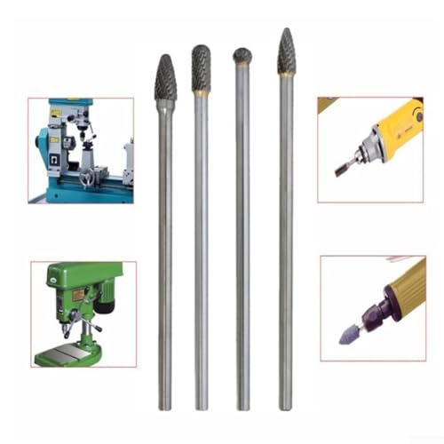 Set de 4 fresas de carburo 1/4" x 150mm corte doble miniatura 3