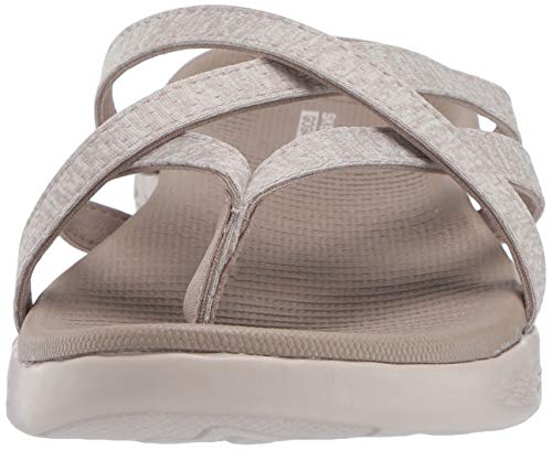 Skechers Women's On The Go 600-Dainty Flat Sandal, Taupe, 8 Medium Us #TOP1